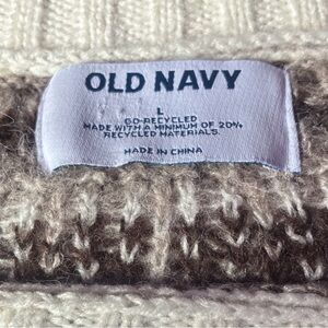 Old Navy Cream and Brown Chunky Knit Sweater